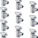 (10-Pack) Cyrret Angle Stop Shut off Valve Multi-Turn 1/2-Inch FIP Inlet X 3/8-Inch Compression Outlet, No Lead Brass Chromed, CUPC NSF AB1953 Approved