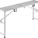 VEVOR Work Platform, 71"x 15" Portable Scaffolding Platform, Folding Steel Step Ladder Adjustable Height 35.4"-59.1", 800 lbs Load Capacity, Non-Slip Drywall Painting Stool for Cleaning &Washing