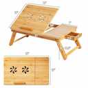 Adjustable Bamboo Laptop Desk with Tilting Top and Drawer