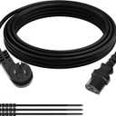 Elecan 3 Prong S Flat Plug Replacement Power Cord 12 FT-45 Degree Angled Plug-Low Profile Heatproof Flexible Durable AC Device Power Cable for Appliance, PC, TV, ETL 18AWG 125V 10A, with Ties