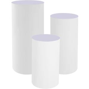 3Pcs Cylinder Pedestal Stand, Pedestal Display Stand, Round Cylinder Tables Dessert Display Stand, White Cylinder Stand for Wedding Baby Shower Birthday Event Decor (3Pcs(23.6" H+29.5" H+35.4" H))