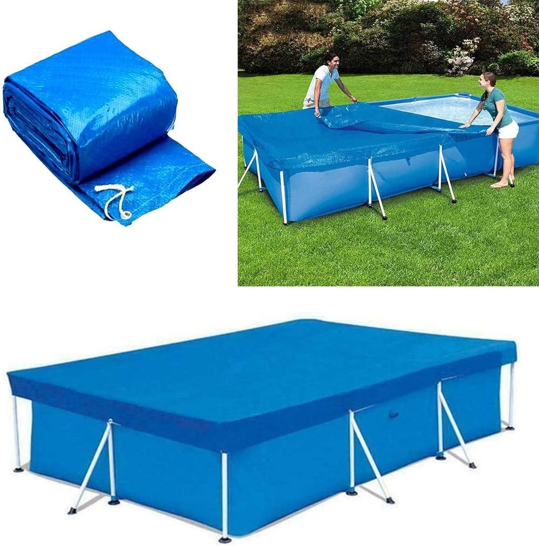 MIOKY Rectangular Pool Covers for 9.8 ft x 6.6 ft (118" x 79" x 26") Rectangular Frame Swimming Pools,Durable PE Tarpaulin Dust Proof Rain Proof Garden Outdoor Above Ground Square Pools Cover