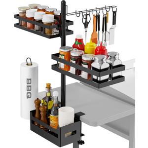 Griddle Caddy for Blackstone Griddle, Outdoor Kitchen Accessories for Camper, Grill Caddy with Paper Towel Holder, Blackstone Caddy Organizer, Condiment Caddy, Grilling Gifts for Men