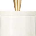 Queenza White Marble Salt Cellar with Lid and Brass Knob, 3 Inch Salt Box, 3x3 Inch