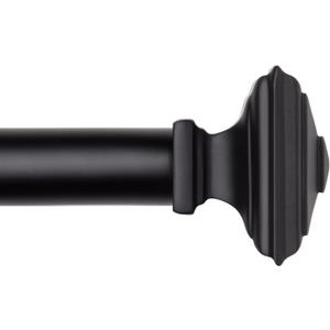 Black Curtain Rod -EUPLAR 1 Inch Telescoping Splicing Curtain Rods for Windows 32 to 45 Inch, Adjustable Curtain Rod for Bedroom, Living Room, Kitchen, Decorative Square Finials