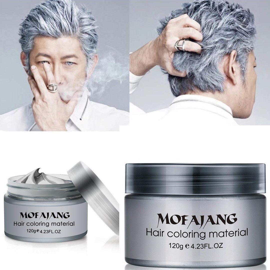 Temporary Silver Gray Hair Spray Color, Luxury Coloring Mud Grey Hair Dye Wax,Washable Treatment Hair Color Wax with All Day Hold works on white hair/non-pigmented hair for Party, Cosplay (1, Gray) (4.23 Fl Oz (Pack of 1))