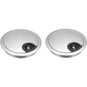 uxcell Cable Hole Cover, 3.1Inch/80mm Zinc Alloy Desk Wire Cord Cable Grommets Hole Cover for Office PC Desk Cable Cord Organizer, 2Pcs Bright Silver