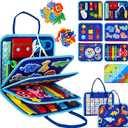 Montessori Busy Board for Toddlers Sensory Busy Book with Buckles, Zippers, Letters, Animals, Toddler Activities Fine Motor Skills Development Learning for Boys Girls Travel Activity, 15.0 Inches X 12.0 Inches
