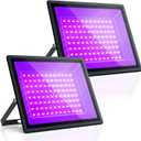 100W UV Black Light, IP66 Waterproof, w/Plug & Integrated Switch. Ideal for Glow Parties, Stage Lighting, Body Painting, Aquariums. Indoor/Outdoor Use, Halloween/Christmas Decorations(2 Packs)