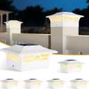 JOFIOS Solar Fence Post Lights 6pack, Cap Lights for 4x4/5x5 Vinyl Fence and 4x4/6x6 Wooden Post, Warm White/Cool White Lighting, White Solar Cap Outdoor Waterproof Decorate Garden Pathway Deck Patio