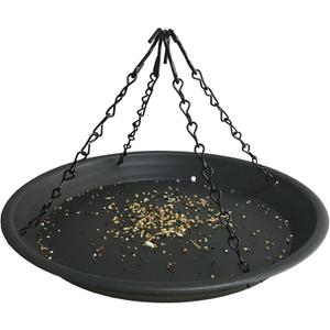 12.8" Homes Garden Platform Bird Feeder, Large Hanging Tray Squirrel Feeder, Seed Catcher Tray, Bird Viewing, Backyard, Large Capacity, Black