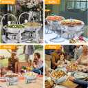 ROVSUN 5 Qt 2 Pack Chafing Dishes for Buffet, NSF Stainless Steel Round Chafers for Catering, Buffet Servers and Warmers Set with Glass Lid & Lid Holder, Stackable Design for Wedding Party Event