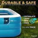 Toysical Inflatable Pool for Kids and Adults with Pump - 118 x 72 x 22 - More Durable Than Other Blow up Pools for Adults - Includes Patches (Blue)