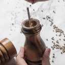 Pepper Grinder,Wood Salt and Pepper Grinder Mills Sets, Acacia Wood Manual Salt Grinder Refillable Pepper Mill Sets with Adjustable Ceramic Grinding Rotor - 7 Inch-Set of 2