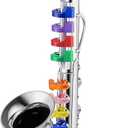 Lewtemi Silver Saxophone Musical Instruments Toy for Kid Toddler Fake Plastic Preschool Music Toy Gift Portable Wind Instrument Early Educational Teaching Songs Toy Gifts for Toddlers Children