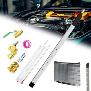 40" Pro Radiator Cleaning Wand KitStainless Steel Radiator Cleaner Wand with 6 Spray Nozzles+Detachable Scrub Brush&Dual Adapters (Water/Air), On-Off Valve for Car AC, HVAC, Heavy Equipment Cleaning, 123 cubic inches