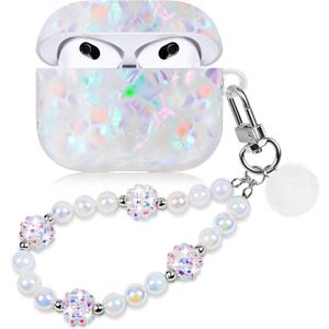 Cute Case for Airpod 3 with Pearl Lanyard Girly Cover Compatible with AirPods 3rd Generation (2021) Shell for Women