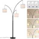 DLLT Modern Floor Lamp for Room: 3-Light Black Tree Dimmable Floor Lamps with White Shades for Living Room - Arc Standing Lamp for Bedroom - Tall Floor Lamp for Office Corner 3 LED Bulbs Included