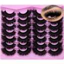 Mink Lashes Fluffy 20mm Volume False Eyelashes 8D Cat Eye Strip Lashes D Curl 14 Pairs Dramatic Soft Eyelash 25mm Big Long Lash Strips Lashes Pack That Look Like Extensions Faux Mink Lashes