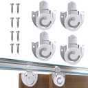 4 Piece Sliding Wardrobe Door Hardware Set, Sliding Closet Door Roller Kit to Allow Wardrobe Cabinet Doors to Slide Smoothly and Quietly with Screws (#1, 2)
