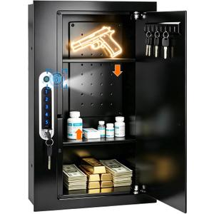 23.6" Tall Biometric Wall Safe Between 16" Studs | 33% Larger Capacity