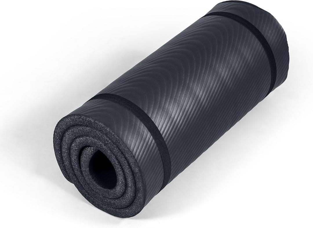 Tone Fitness 1-Inch Thick Yoga Mat | High-Density, Non-slip Exercise Mat with Carrying Strap for Yoga, Pilates, & Home Gym Workouts | Multiple Options, 72.05"L x 24.02"W x 0.98"Th