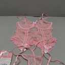 WDIRARA Women's Sexy Lingerie Set Floral Lace Garter Bustier Lingerie Set with 1Pair Fishnet Stocking M