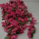 Pack of 2 pcs - Artificial Bougainvillea Hanging Flowers Faux Silk Flower Full Blooms Floral Vines for Indoor Outdoor Home Garden Porch Eave Wedding Wall Decor (Pink)