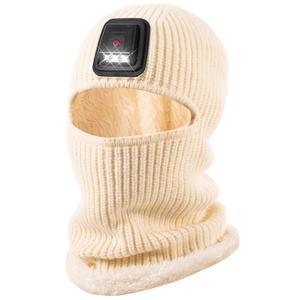 Winter Balaclava Knitted Ski Mask with LED Light - Fleece Lined Full Face Cover Windproof Snow Mask for Men & Women for Skiing,Snowboarding, Motorcycling