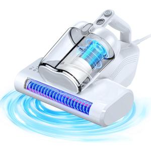 Mattress Vacuum Cleaner, 16Kpa Bed Vacuum Cleaner with 253.7nm UV-C Light & 40000 RPM/Min Brushroll Rotation & Heating Tech, Widened Suction Port(Corded, 600W) (White)
