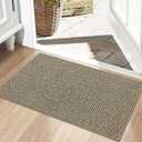 BEQHAUSE Dirt Trapper Door Mat 20" x 32", Non-Slip Washable Doormats Entrance Mat, Dirt Resistant and Absorbent Welcome Mat, Low Profile Floor Mats for Front Back Door and Entryway, Light Beige (1'8" x 2'8" (Rectangular))