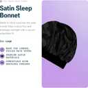 GIMME Beauty Sweet Dreams Satin Bonnet - Ultra-Soft Sleep Bonnet - Smooth & Frizz-Free Hair - Breathable Satin with Stretchy Band - Compatible with Heatless Curlers - Thick Hair, Black, 1 Count