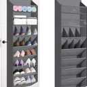 Over The Door Shoe Organizer - 8-Shelves Hanging Shoe Rack with Exlarge Deep Pockets | Behind Door Space Saving for Apartments, Dorms, RV Closets | Anti-Slip Oxford Fabric (14-Pocket, Gray) (Grey)