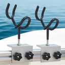 2 PCS Boat Fishing Rod Holders PVC Coated Steel, 90 Degree Boat Gunwale Track System Bracket, Yacht Fishing Gear