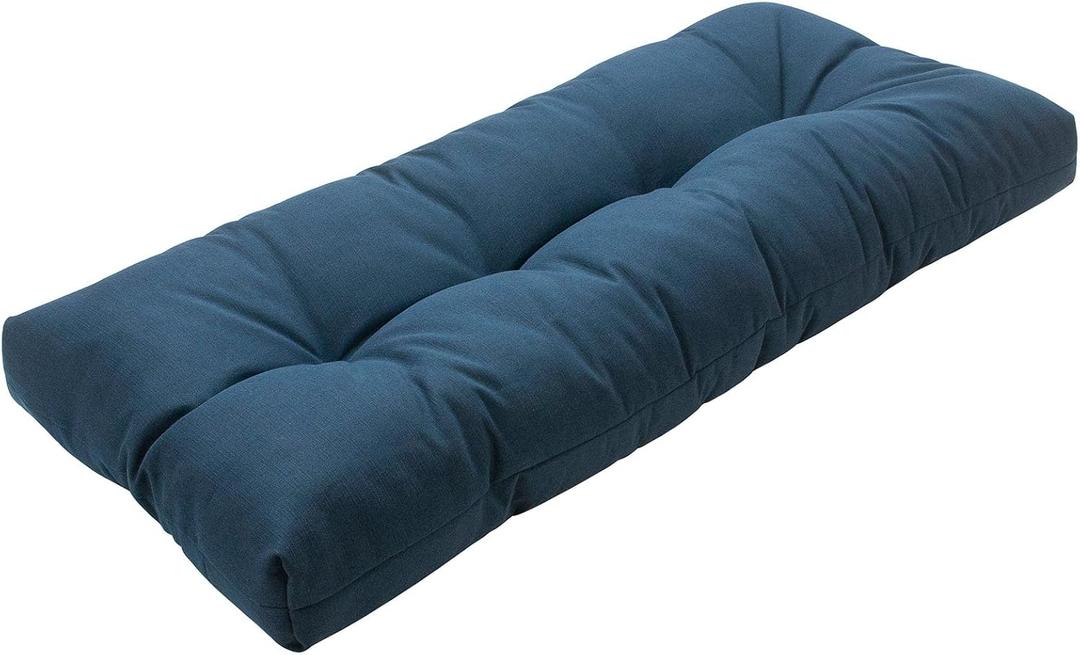 Magpie Fabrics Indoor Outdoor Bench Cushion 45"x18", Non-Slip Tufted Long Seat Pads, Patio Loveseat Cushion for Window, Garden, Swing, Settee - Navy