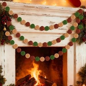 Sumind 3 Pack 19.7 Feet Christmas Velvet Ball Garlands Christmas Pom Pom Garlands Decorations for Xmas Tree Holiday Indoor Outdoor Home Office Hanging Decor Xmas Holiday Party Birthday Banner