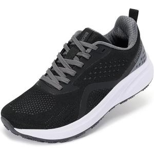 BRONAX Women's Wide Toe Box Road Running Shoes | Wide Athletic Tennis Sneakers with Rubber Outsole (Black)