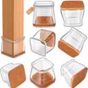 35 Pcs Chair Leg Floor Protectors Square, Silicone Chair Leg Protectors for Hardwood Floors, Chair Leg Caps Covers Protect Wooden Floors from Scratching Large (Fit:1-1/16" to 1-5/8")