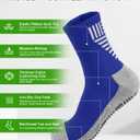 Veridra 2Pairs Men's Grip Soccer Socks for US 7-12.5, Anti-Slip Athletic Grippy Socks Non Slip Pads for Football Basketball Pilates Hospital Yoga, Blue (Blue)