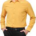 Men's Long Sleeve Dress Shirts Regular Fit and Wrinkle Free Stretch Buttown Down Shirt with Pocket (M)