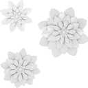 Metal Flower Wall Art,Floral wall decor Multiple Layer Decor for Indoor Outdoor Home Bedroom Living Room Office Garden(White)