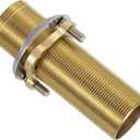 uxcell Faucet Mount Extension Shank 4"x 1.25" Brass Pipe Faucet Extension Nipple Locknut Kit Extension Threaded Lengthen Fixed High Foot with Nut and Gasket Faucet Fittings