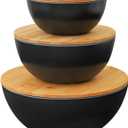 Eco-Friendly Bamboo Fiber Meal Prep Bowl Set with Lids (3 Pack), Sustainable Mixing & Serving Bowls for Kitchen, Food Storage, Picnic & Fitness (5.7" x 7.6" x 9.8") Non-heatable
