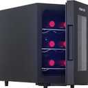 Iceblue Wine Fridge, Digital Temperature Control White & Red Wine 6 Bottle Wine Cooler with Wine Rack, Champagne Wine Cooler Refrigerator for Bar, Home,Kitchen,Gift (Black)