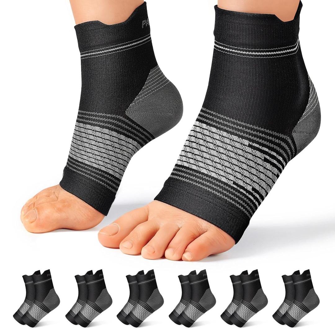 6 Pairs Plantar Fasciitis Socks, Compression Socks with Arch Support, Medium