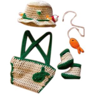 Newborn Photography Props Baby Photo Outfits Crochet Knitted Fisherman Set