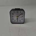 Peakeep Small Battery Operated Analog Travel Alarm Clock Silent No Ticking, Lighted on Demand and Snooze, Beep Sounds, Gentle Wake, Ascending Alarm, Easy Set (Black)