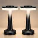 Riakrum 2 Pcs LED Portable Cordless Table Lamp with Touch Sensor 3 Color Stepless Dimming Rechargeable Battery up to 15 Hours Cordless Table Light Wireless Lamp for Nursery (Black)