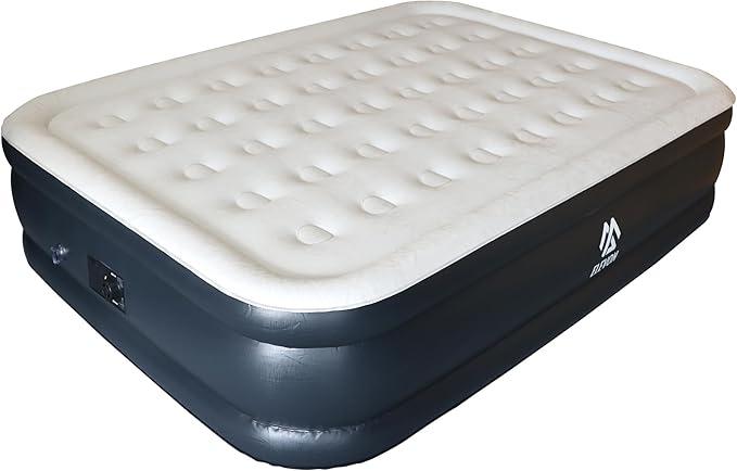 Elevon Air Mattress with Built in Pump - Luxury Double High Inflatable Bed for Home, Travel & Camping, Navy/White, Queen, 18" High
