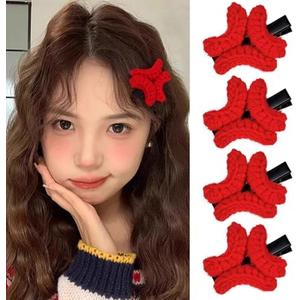 4 Pcs Fun Hair Clips for Women Girls Cute Plush Angry Hair Clips Cute Cartoon Duckbill Barrette Hair Gyaru Accessories Clips for Cosplay (Red)